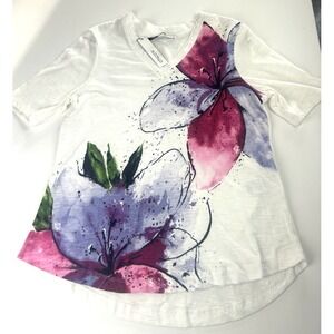 NWT Chico's Tropical Print A-line T Coastal Grandma Vaca Comfort Size M